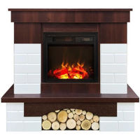 Șemineu electric ArtFlame Leon & Dionis, 958x1096x280 mm, Nuc închis/Alb