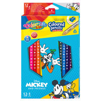 Set de creioane colorate + 1 creion cu 2 culori argintiu/ auriu - Colorino Dinsey Mickey Mouse