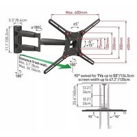 Wall Mount Barkan ''BM443LP'' Black 13"-75" Move Long, max.43kg, VESA mm: up to 600x400mm