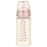 "Baby-Nova" Силиконовая детская бутылочка с широким горлышком, 300 мл, от 0 до 24 месяцев, средний поток, без BPA, с дополнительной соской, 1 шт.