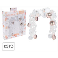 Decor Promstore 24497 Suport arc din 120baloane (transparente, albe, aurii roz)