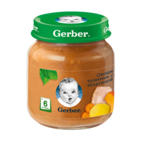 Пюре Gerber овощи тушенные-телятина, с 6 месяцев, 130г