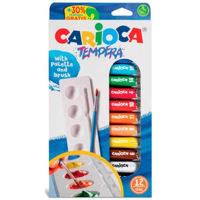 Набор для творчества Carioca 53225 Vopsele Tempera 12 tuburi x 10ml + paleta cu pensula