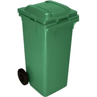 Урна для мусора Hydro S Tomberon din plastic cu capac si roti din cauciuc, 120 L, verde, 8001245