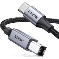 Кабель для IT Ugreen 80807 USB-C to USB-B 2.0 Printer Cable, Braided, Alu Case, 2m, Black
