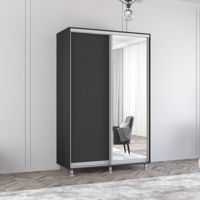 Dulap Mobildor-Lux Aron-S uși glisante din oglindă și PAL (150x60x230H cm) Anthracite