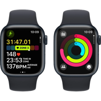 Apple Watch Series 9 GPS, 41mm Midnight Aluminium Case with Midnight Sport Band - S/M, MR8W3