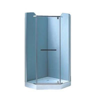 Cabină de duș MPN 1000X1000X2000, cada joasa, forma pentagonala, sticla transparenta