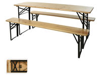 Set mobilier pentru gradina lemn/metal, 3 piese: masa 180X50XH76cm si 2 banci 180X25XH46cm