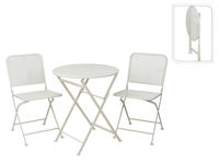 Set mobilier 3 unitati: masa D60, H70cm si 2 scaune 38X41XH78cm, alb