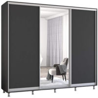 Dulap Mobildor-Lux Aron uși glisante din oglindă și PAL (250x60x210H cm) Anthracite