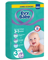 Scutece pentru copii EVY BABY №3 Jumbo MIDI 5-9 kg, 64 buc