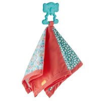 Iinel dentiție BabyJem 741 Jucarie dentitie cu paturica Patchwork Rosu