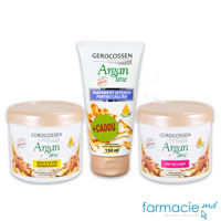 Gerocossen Argan masca par reparatoare 450ml+unt corp ulei de argan 450ml+ tratament intensiv pentru calcaie 150ml CADOU