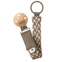 Suzetă BIBS 9401106 Lantisor clip pentru suzeta Dark Oak/Vanilla