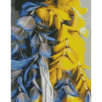 Tablou pe numere Strateg HX434 Алмазная мозайка Желто-голубые перья 30x40