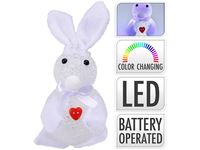 Suvenir LED "Iepuras cu inima" 15cm, alb, culori diverse