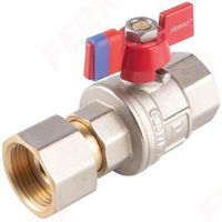 Запорная арматура Ferro Угловой шаровой кран для воды с полуголландским клапаном и фильтром 3/4" MF KFMF2SGK