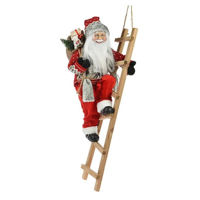 Decor de Crăciun și Anul Nou Promstore 33108 Mos Craciun pe scara cu sac maro, 65cm