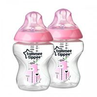 Tommee Tippee Biberon decorat Pink 0+ luni, 260 ml, 2 buc.