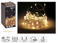 Luminite de Craciun "Fir" 120microLED alb-cald, 12m cablu transparent, 8reg