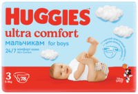 Подгузники для мальчиков Huggies Ultra Comfort 3 (5-9 kg), 78 шт.