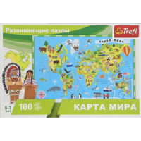 Головоломка Trefl 15527 Puzzles - 100 Educational - World Map - Ru