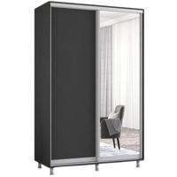 Dulap Mobildor-Lux Aron-S uși glisante din oglindă și PAL (140x60x240H cm) Anthracite