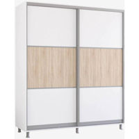 Dulap Mobildor-Lux Aron cu uși glisante orizontal (200x60x200H cm) Alb Brilliant