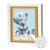 Картина по номерам Art Gallery JS27605 Mozaic cu diamante 20x30cm Ursulet de plus cu o floare