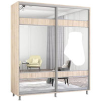 Dulap Mobildor-Lux Aron cu uși glisante cu oglindă zebra (210x60x200H cm) Sonoma