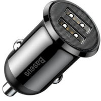 Зарядное устройство для автомобиля Baseus CCALLP-01 USB Car Charger - Grain Pro, 2xUSB (U + U), 5V/4.8A, Black