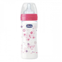 Chicco Biberon tetină silicon Well Being Girl, 250ml