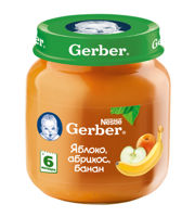 Gerber piure din mere, caise și banane 6+ luni, 130 g