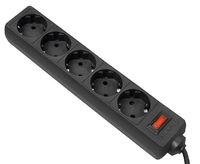 Surge Protector   5 Sockets,  1.8m, Ultra Power, Anti-fire Plastic, black, UP3-AF-6PPB
