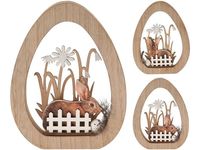 Сувенир пасхальный деревянный "Яйцо, кролик, цветы" 22cm