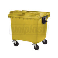 Бак мусорный 1100 л  пластик  - на колесах (жёлтый)  UNI
