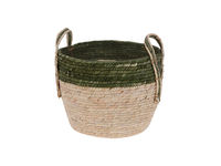 Cos impletit 33X26cm, cu margine verde si manere