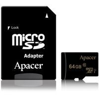 Флеш карта памяти SD Apacer AP64GMCSX10U5-R microSDXC UHS-I U1 Class10 R85 64GB
