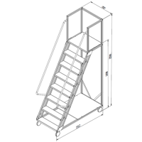 Лестница с платформой Gama Cirus 1898x1512x700 мм, 7+1 ступеней, чёрный