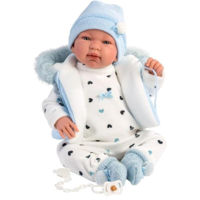 Кукла Llorens 84439 Tino Recien Nacido43 cm Pelele Azul Con Capucha