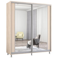 Dulap Mobildor-Lux Aron-S uși glisante din PAL cu oglindă vertical (190x60x210H cm) Sonoma