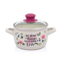 Cratiță Metalac 55004 Cratita emailata Small things D16cm, 2.2L, capac din sticla