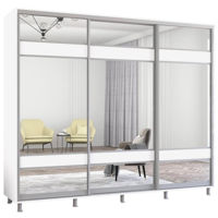 Dulap Mobildor-Lux Aron uși glisante din PAL cu oglindă zebra (260x60x230H cm) Alb Brilliant