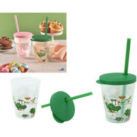 Поильник Snips 48059 Стакан с крышкой и трубочкой 0.385l Динозаврик