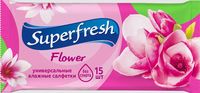 Влажные салфетки SuperFresh Flower, 15 шт.