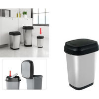 Урна для мусора KIS 49113 с плавающей крышкой 10l, H33cm, серебро