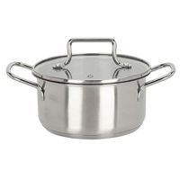 Кастрюля Excellent Houseware 55419 cu capac de sticla 1.35l, D16x8cm, inox