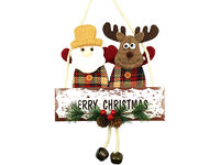 Decor pentru usa "Merry Christmas" Santa si Cerb 25X35cm