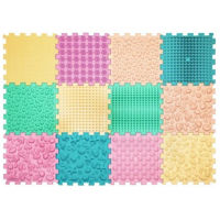 Коврик игровой Ortek 12809 Коврик-пазл ортопедический -массажный Набор 12 эл. Пастель